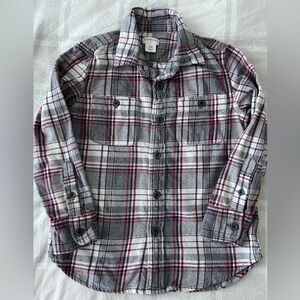 Boys Crewcut plaid button down long sleeve shirt with chest pockets